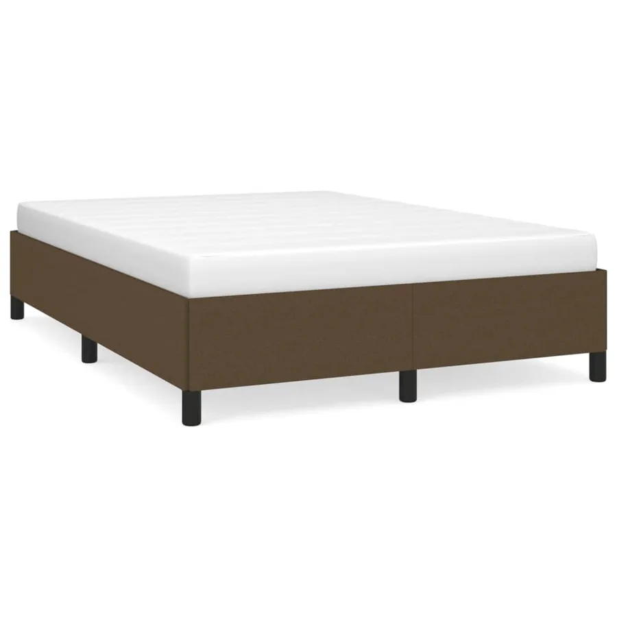 Cadre de lit sans matelas marron foncé 140x190 cm tissu - 2