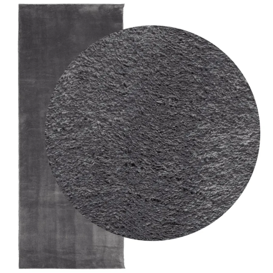 Tapis HUARTE à poils courts doux et lavable anthracite 80x200cm - 3