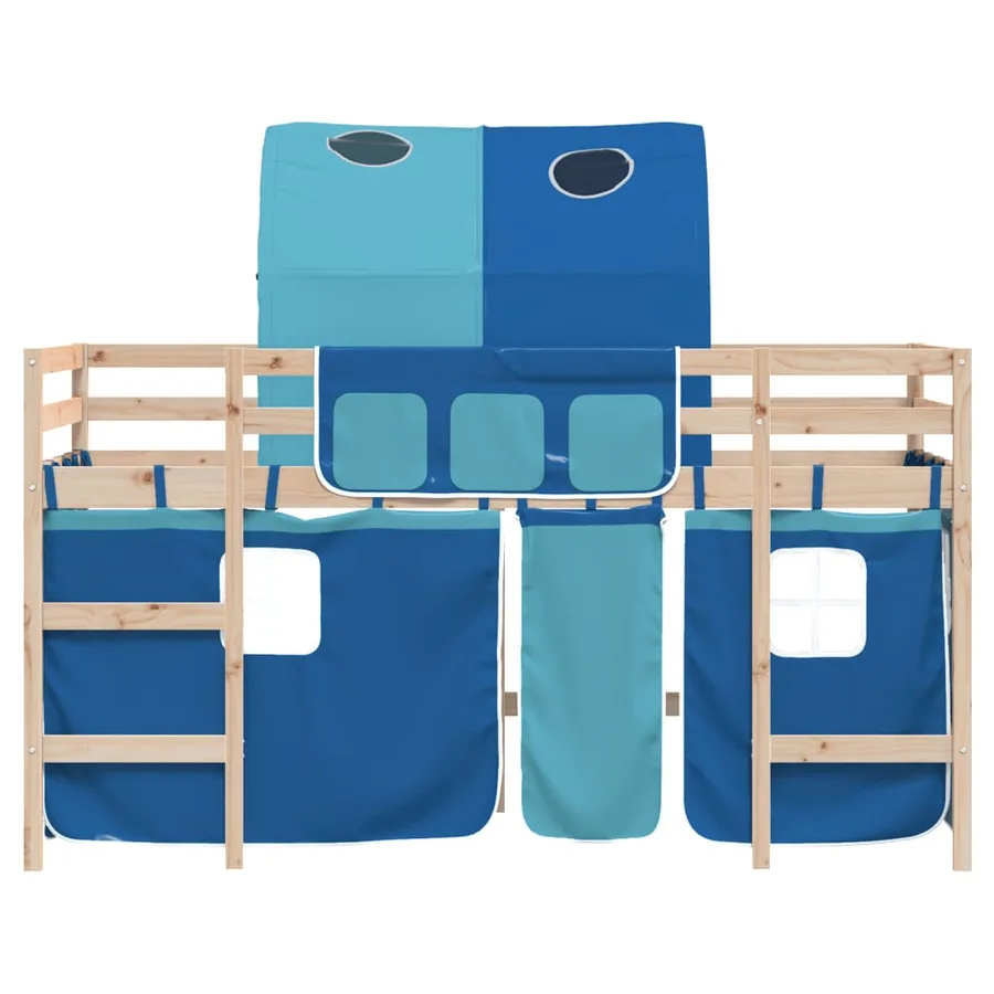 Lit mezzanine enfants avec tunnel sans matelas bleu 90x190 cm - 5