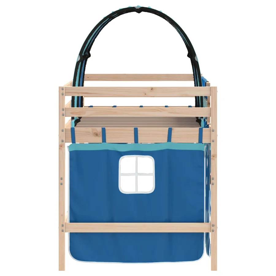 Lit mezzanine enfants avec tunnel sans matelas bleu 90x190 cm - 8