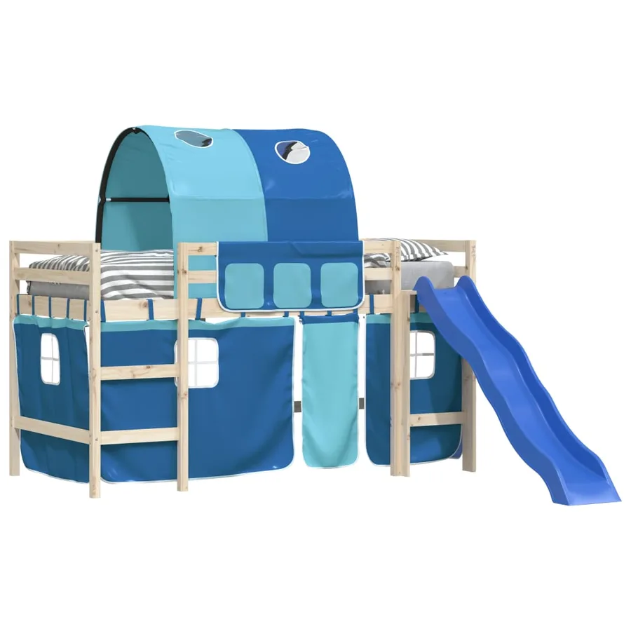 Rideaux pour lit mezzanine avec tunnel bleu polyester - 4