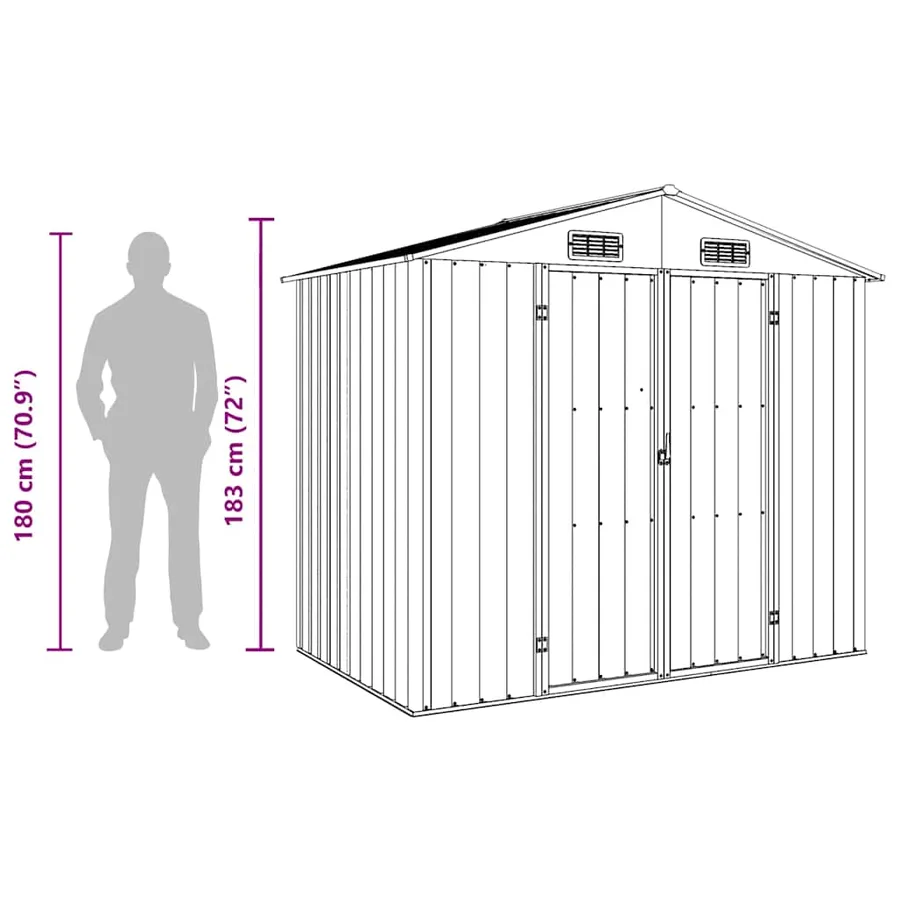 Abri de jardin Marron 205x129x183 cm Métal galvanisé - 9