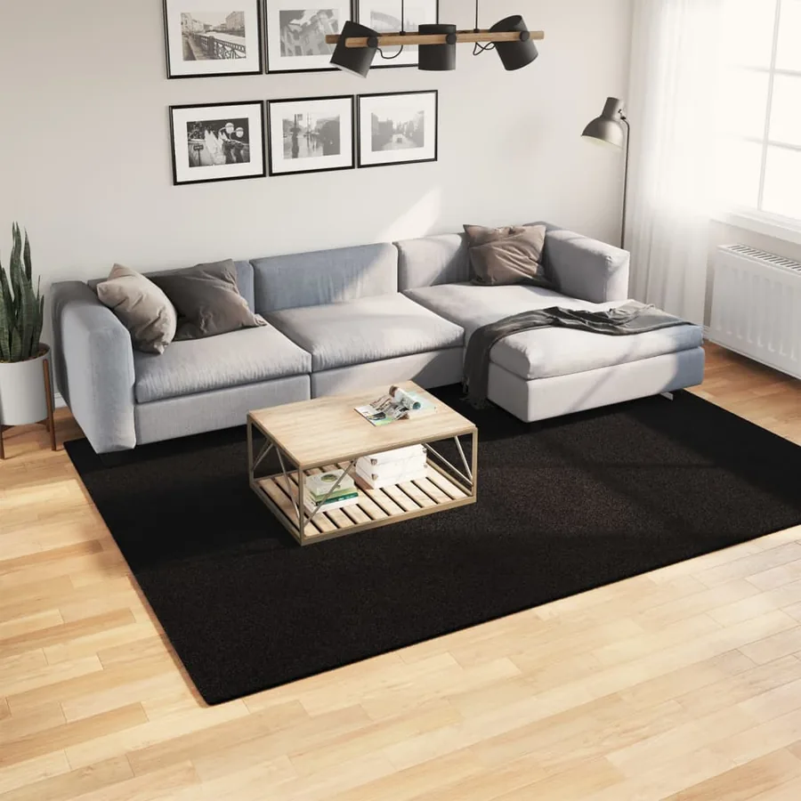 Tapis HUARTE à poils courts doux et lavable noir 200x280 cm