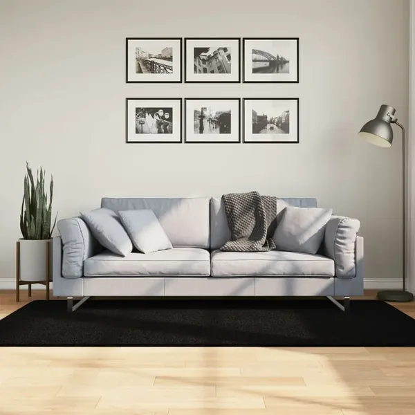 Tapis HUARTE à poils courts doux et lavable noir 100x200 cm