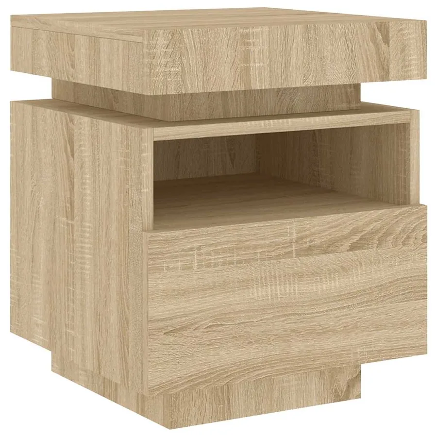 Armoire de chevet avec lumières LED chêne sonoma 40x39x48,5 cm - 4