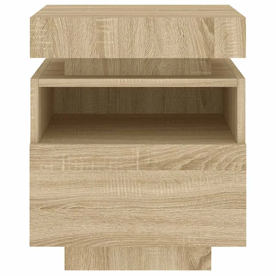 Armoire de chevet avec lumières LED chêne sonoma 40x39x48,5 cm - 6