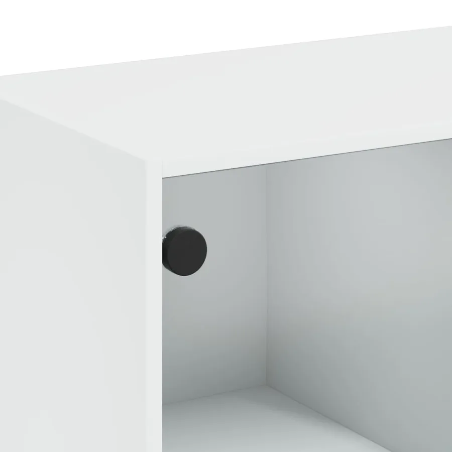 Table basse avec portes en verre blanc 102x50x42 cm - 10