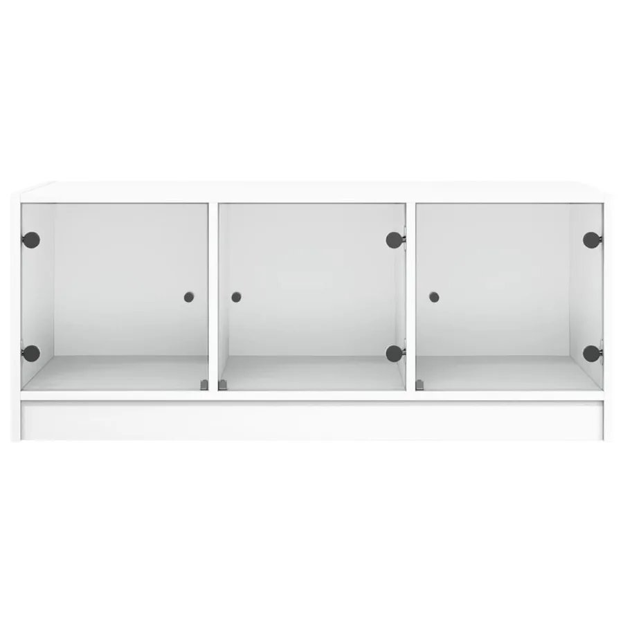 Table basse avec portes en verre blanc 102x50x42 cm - 6