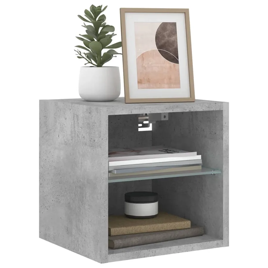 Meubles TV muraux et lumières LED 2pcs gris béton 30x28,5x30 cm - 15