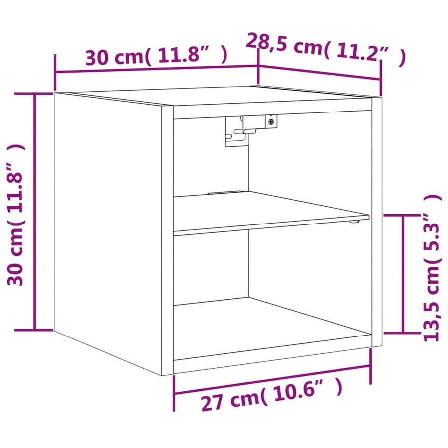 Meubles TV muraux et lumières LED 2pcs gris béton 30x28,5x30 cm - 17