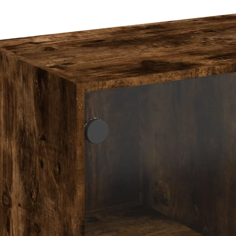 Bibliothèque avec portes chêne fumé 136x37x142 cm - 10