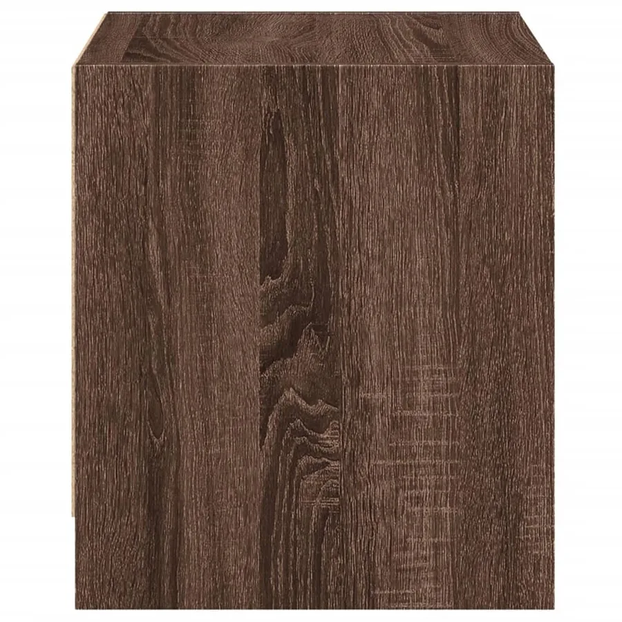 Table de chevet avec porte en verre chêne marron 35x37x42 cm - 7