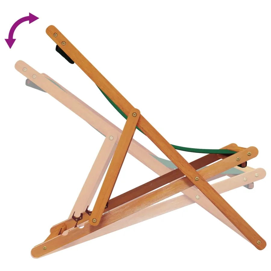 Chaises de plage pliables lot de 2 vert tissu - 7