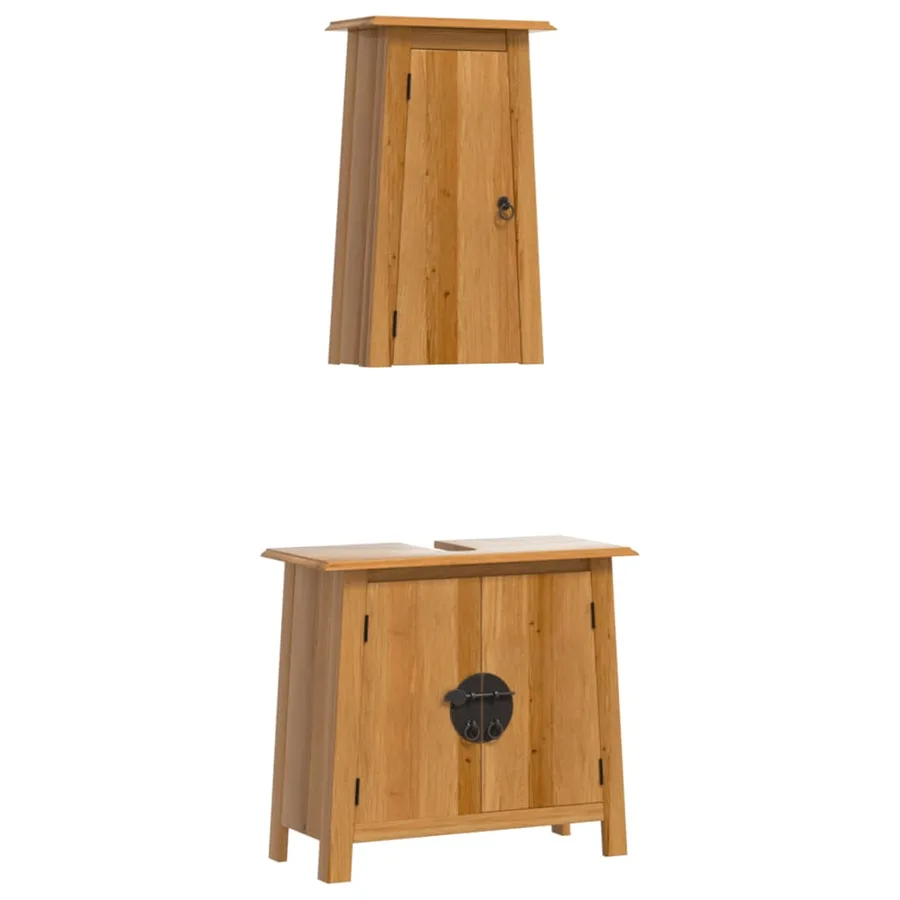 Ensemble de meubles de salle de bain 2 pcs bois de pin massif - 2