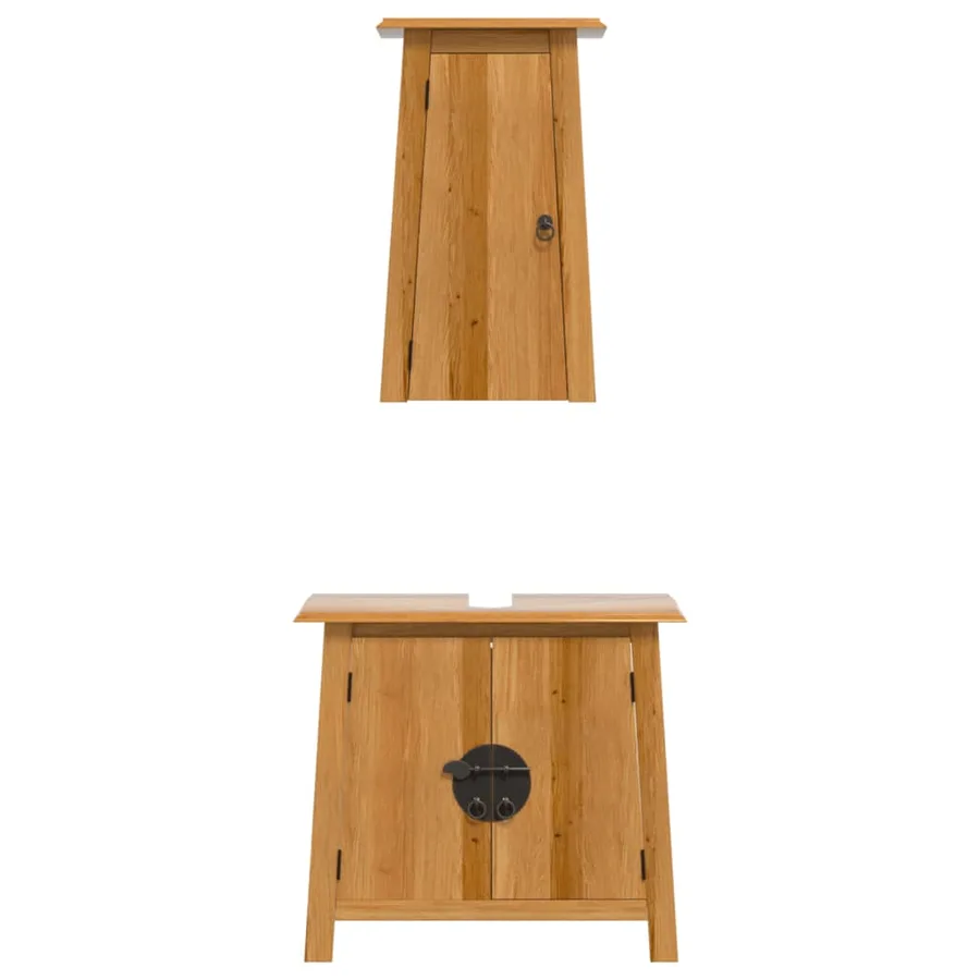 Ensemble de meubles de salle de bain 2 pcs bois de pin massif - 5