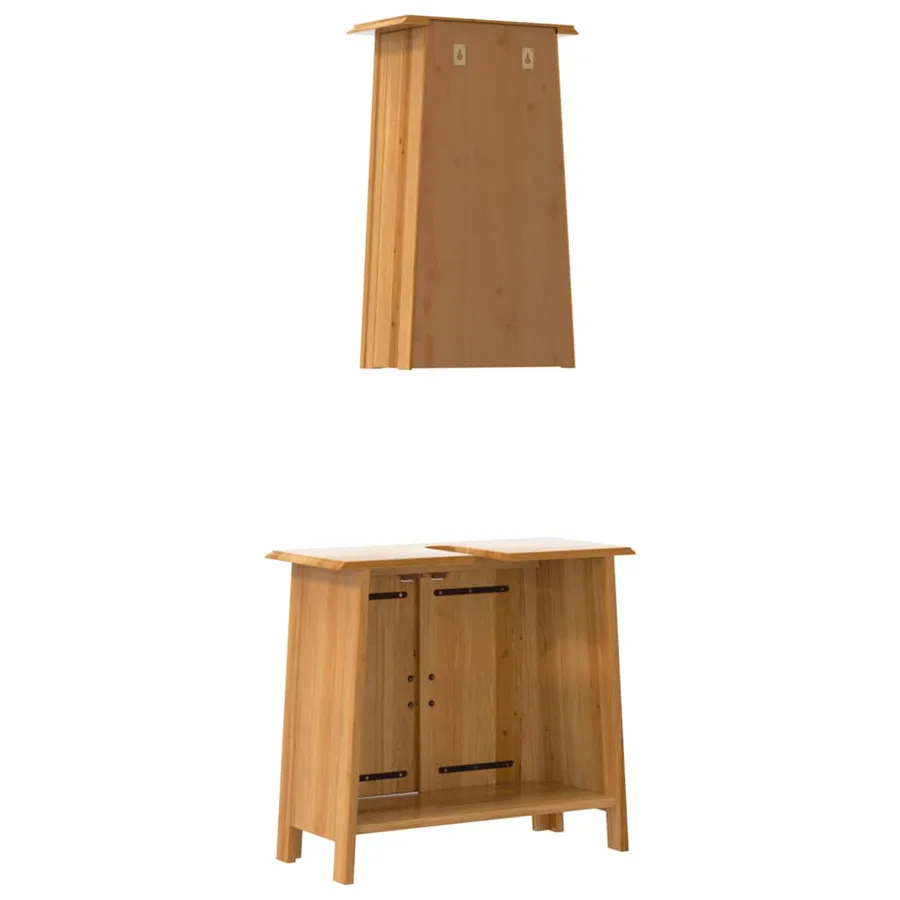 Ensemble de meubles de salle de bain 2 pcs bois de pin massif - 7