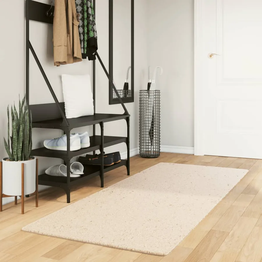 Tapis HUARTE à poils courts doux et lavable beige 80x200 cm