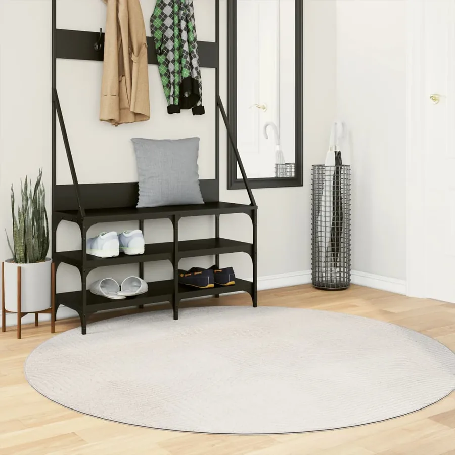 Tapis IZA poils courts style scandinave crème Ø 160 cm