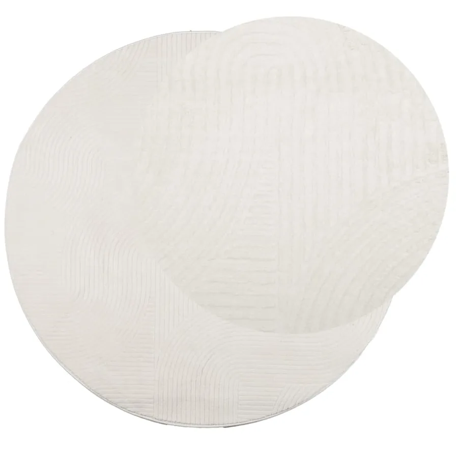 Tapis IZA poils courts style scandinave crème Ø 160 cm - 3