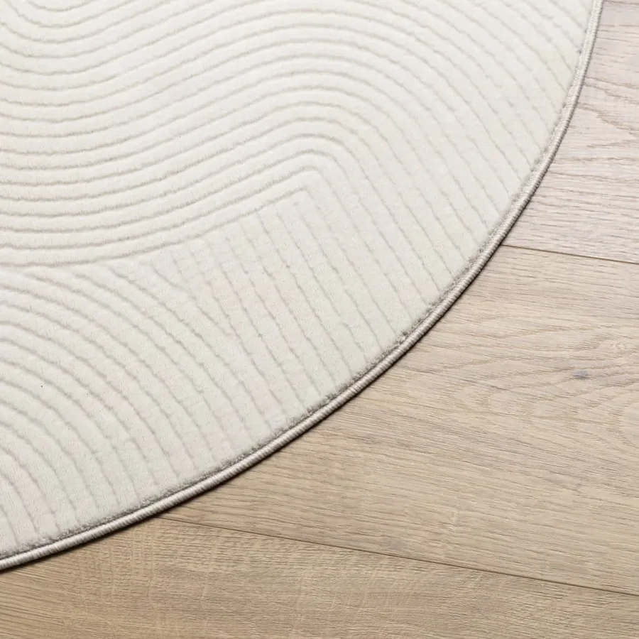Tapis IZA poils courts style scandinave crème Ø 160 cm - 4