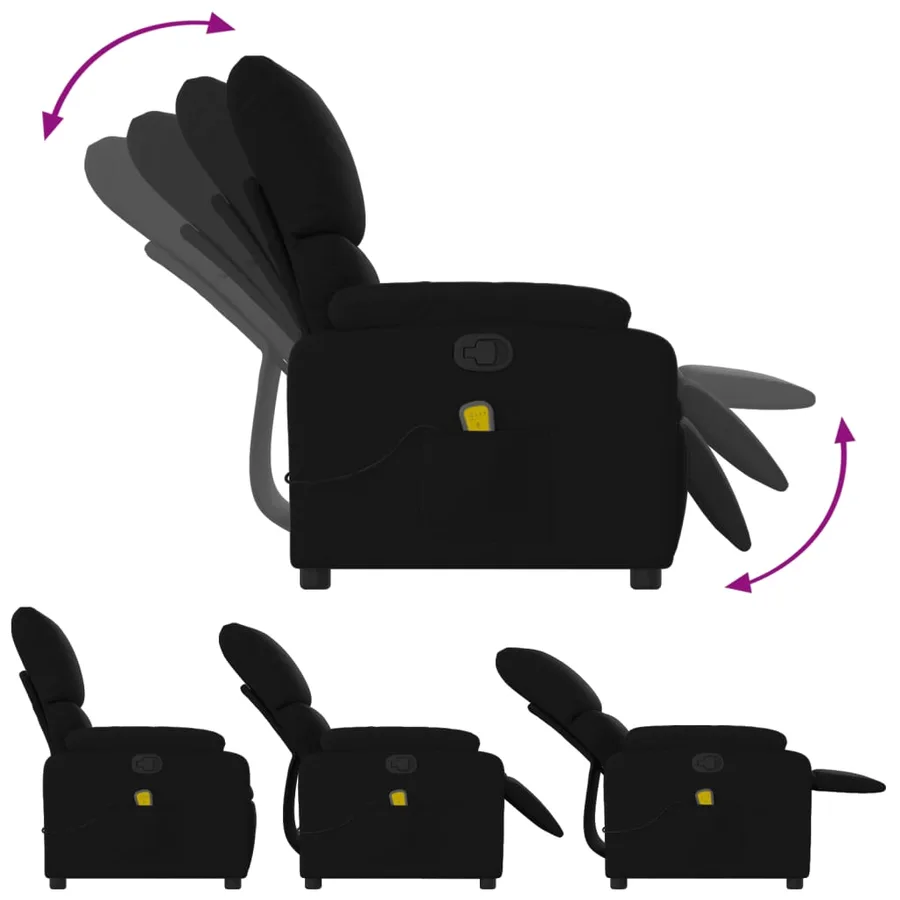 Fauteuil inclinable de massage noir tissu - 5