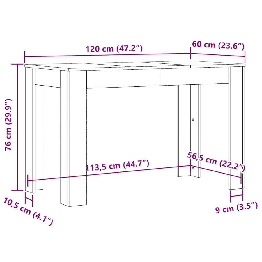 Table à dîner Chêne marron 120x60x76 cm bois d'ingénierie - 7