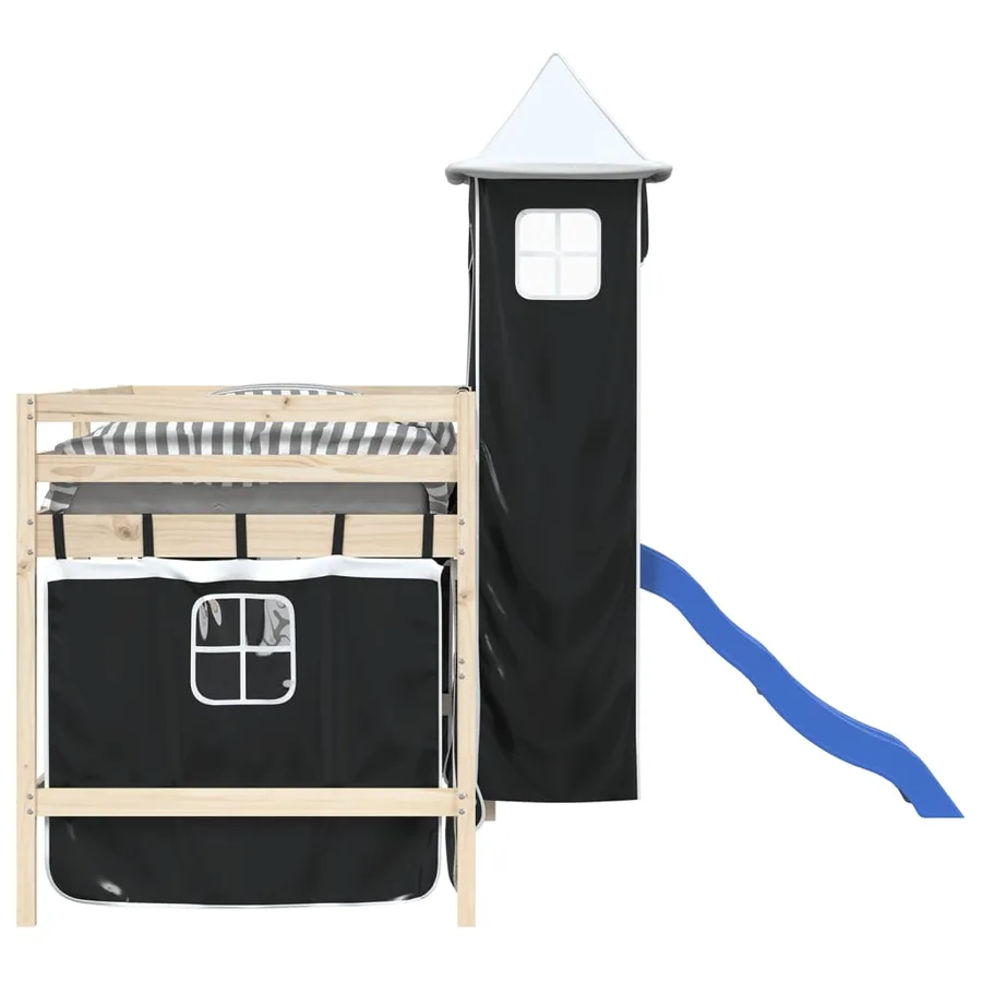 Rideaux pour lit mezzanine avec tour blanc et noir polyester - 6