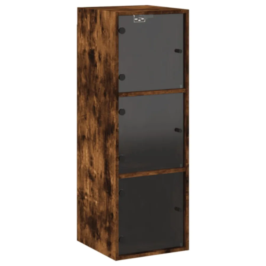 Armoire murale avec portes en verre chêne fumé 35x37x100 cm - 2
