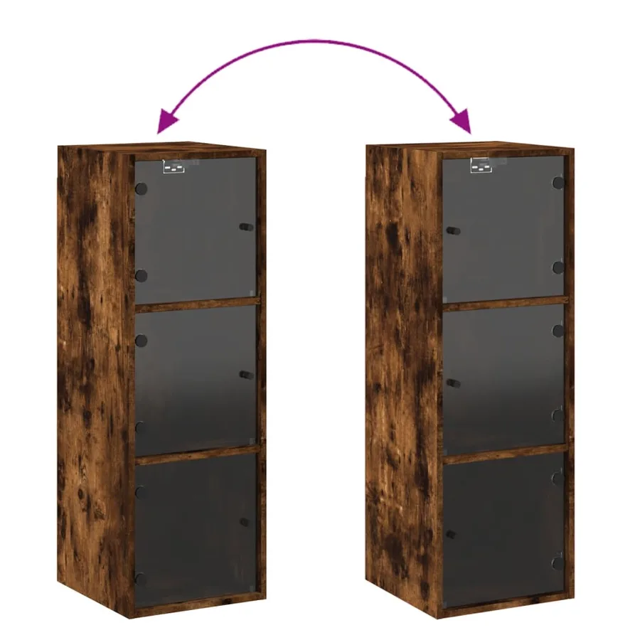 Armoire murale avec portes en verre chêne fumé 35x37x100 cm - 9