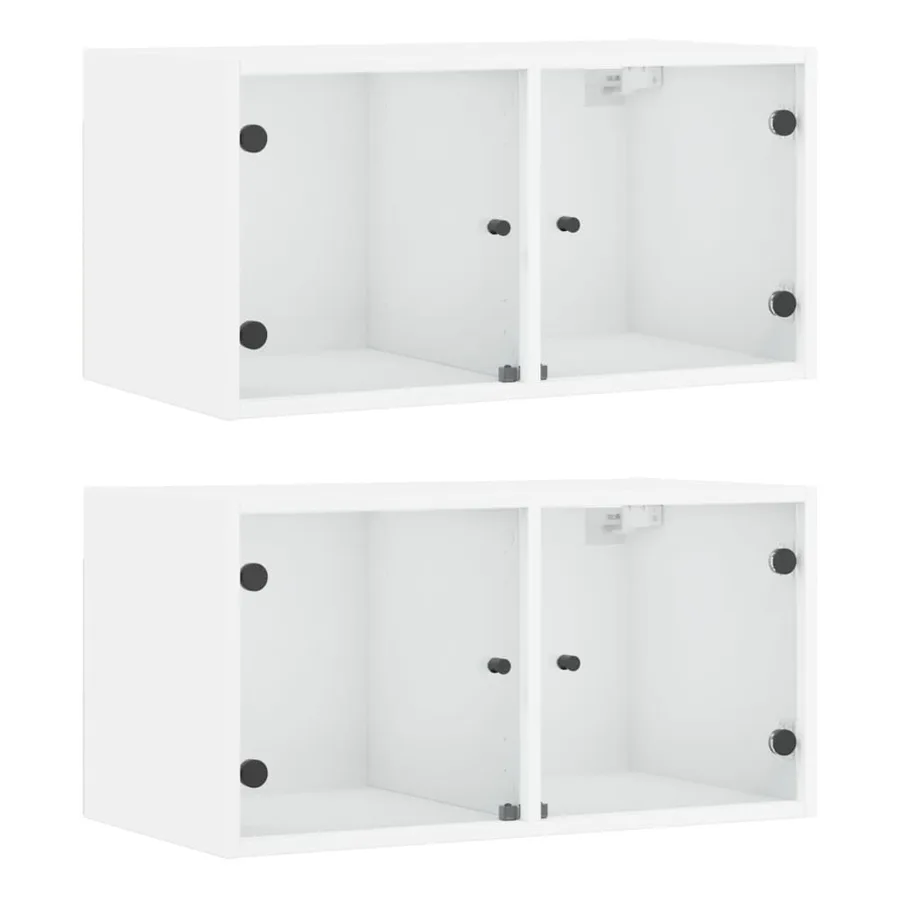 Armoires murales avec portes en verre 2 pcs blanc 68,5x37x35 cm - 2