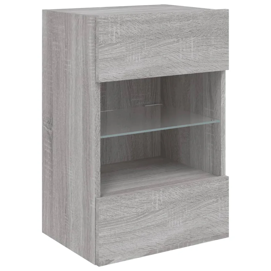 Meuble TV mural avec lumières LED sonoma gris 40x30x60,5 cm - 6