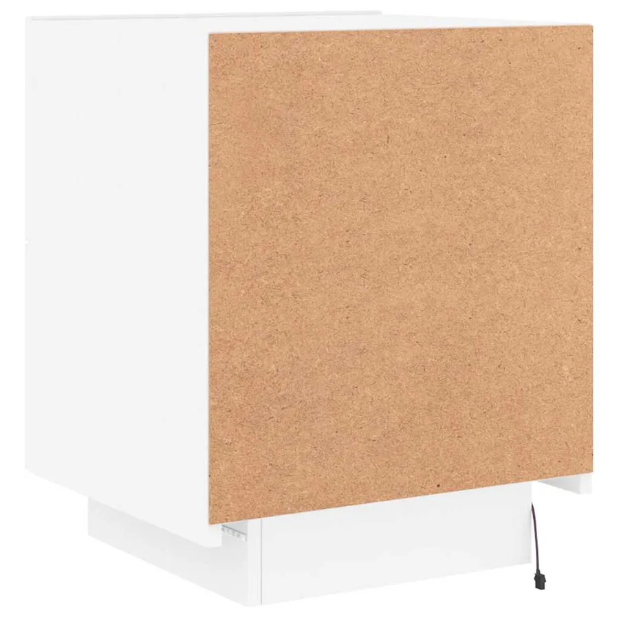 Armoires de chevet et lumières LED 2pcs blanc bois d'ingénierie - 11