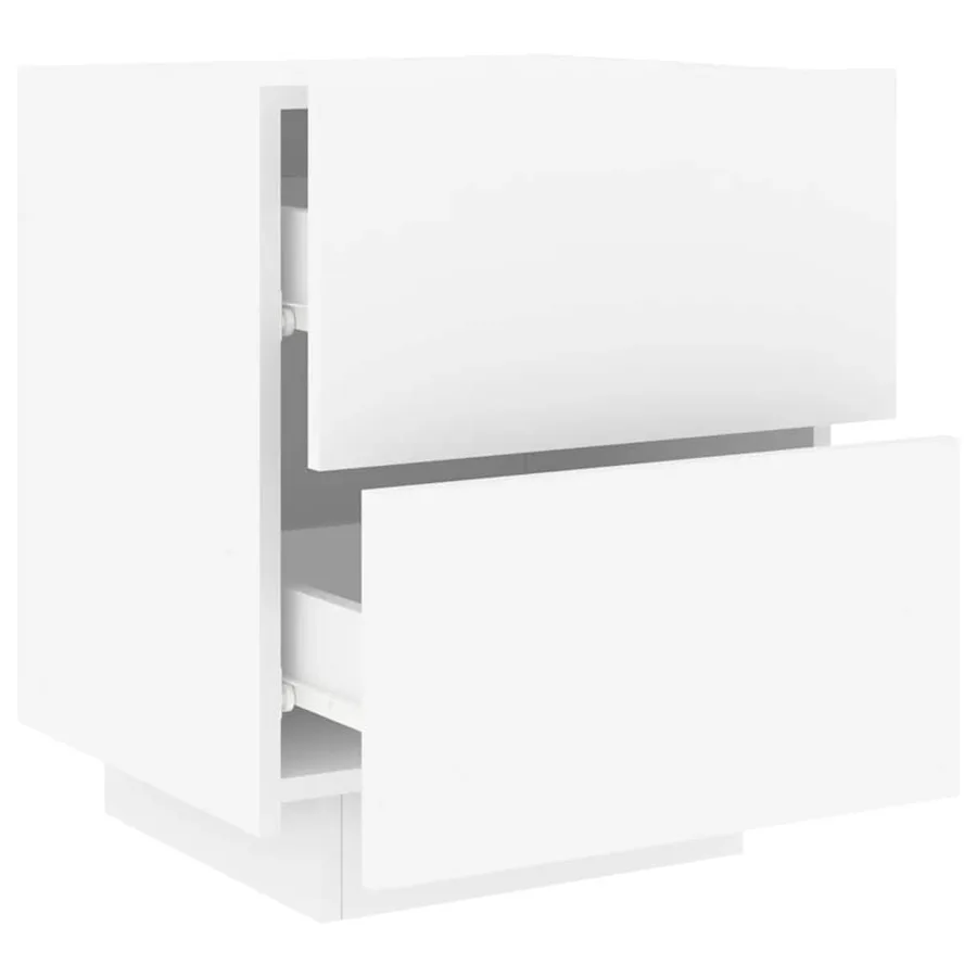 Armoires de chevet et lumières LED 2pcs blanc bois d'ingénierie - 7