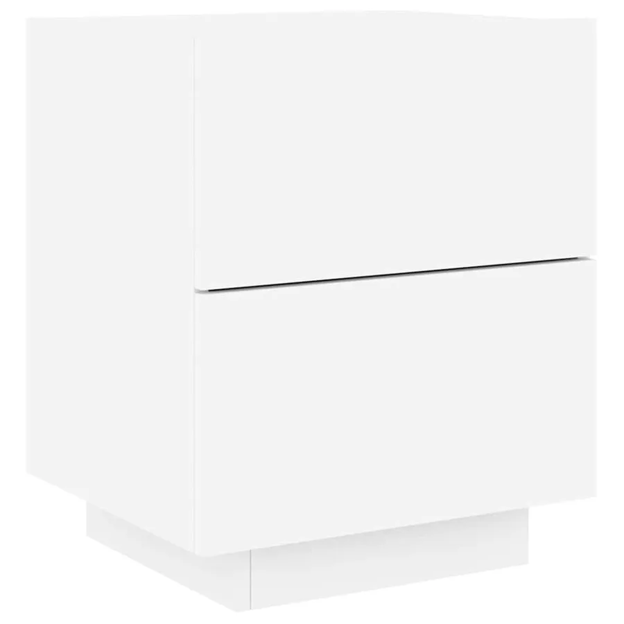 Armoires de chevet et lumières LED 2pcs blanc bois d'ingénierie - 8