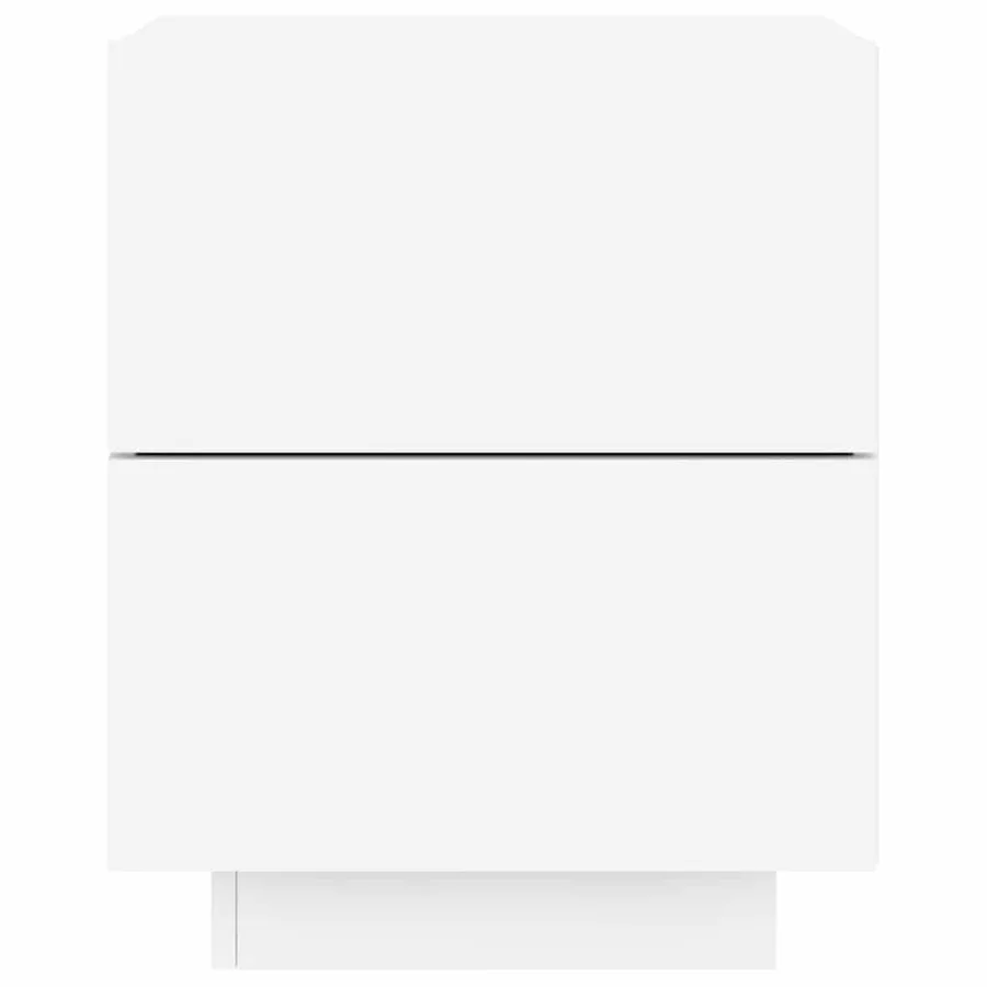 Armoires de chevet et lumières LED 2pcs blanc bois d'ingénierie - 9