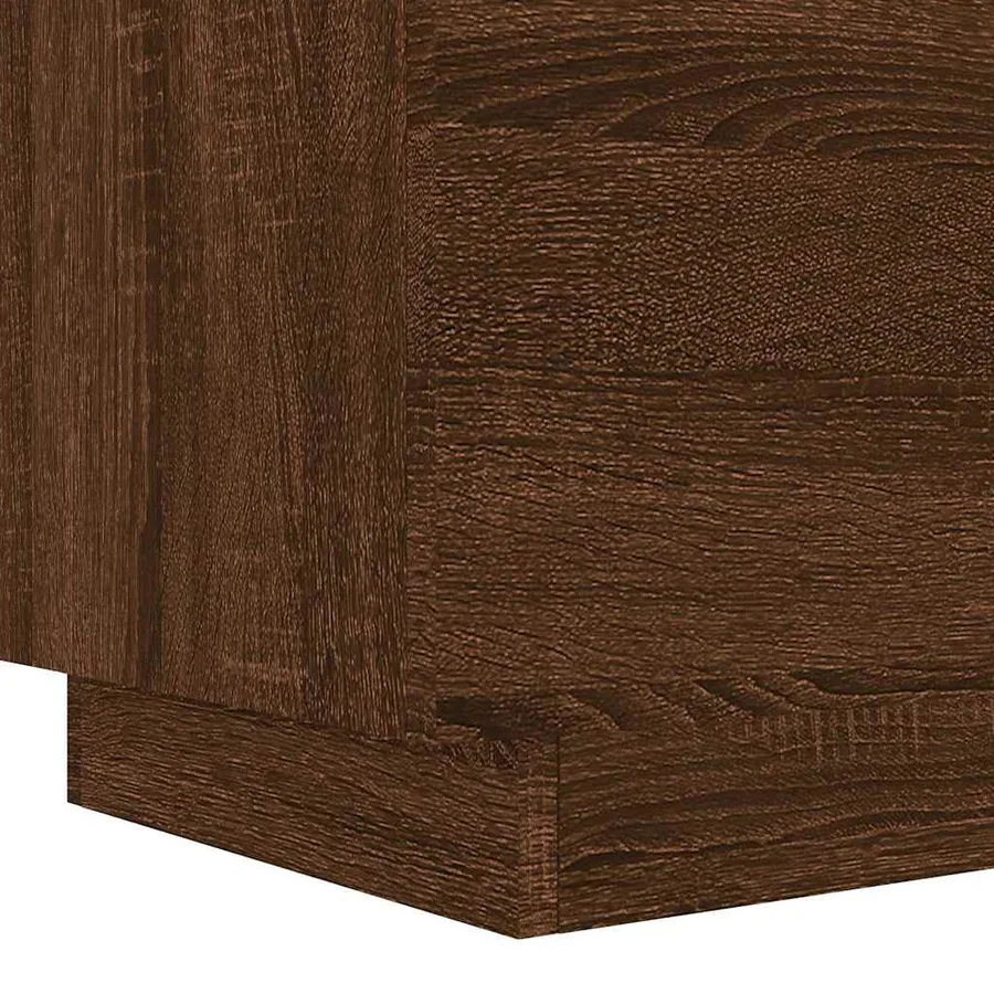 Armoires de chevet et lumières LED 2 pcs chêne marron - 11