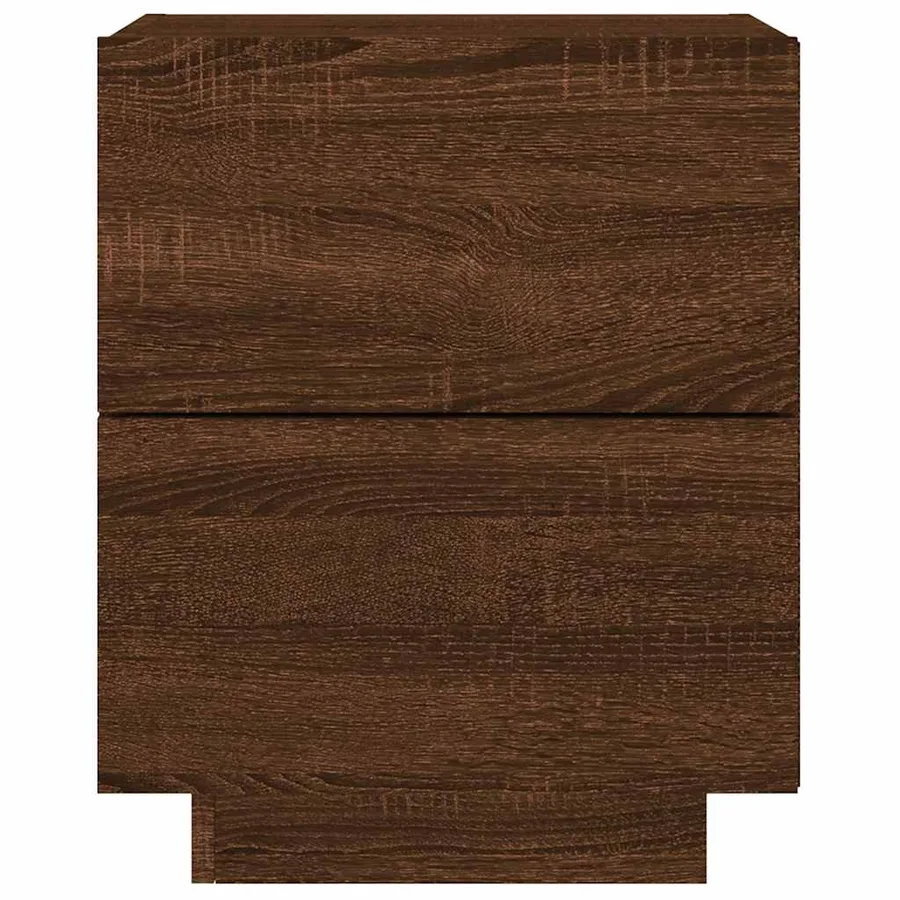 Armoires de chevet et lumières LED 2 pcs chêne marron - 8