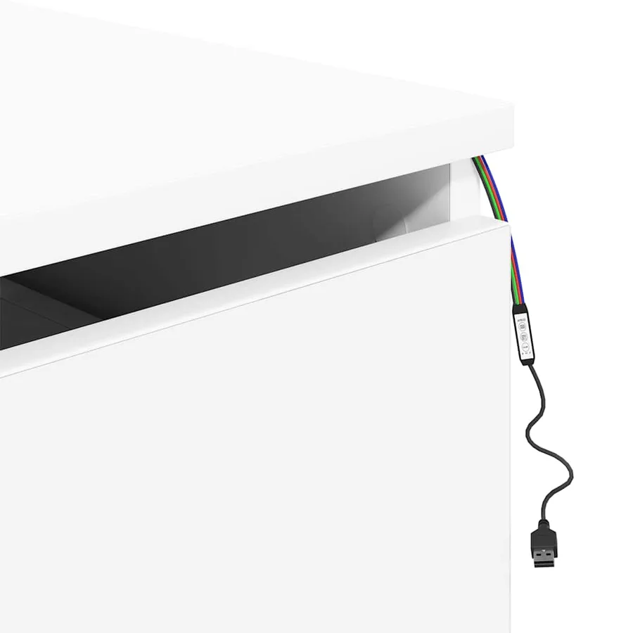 Table de chevet murale avec lumières LED blanc - 10