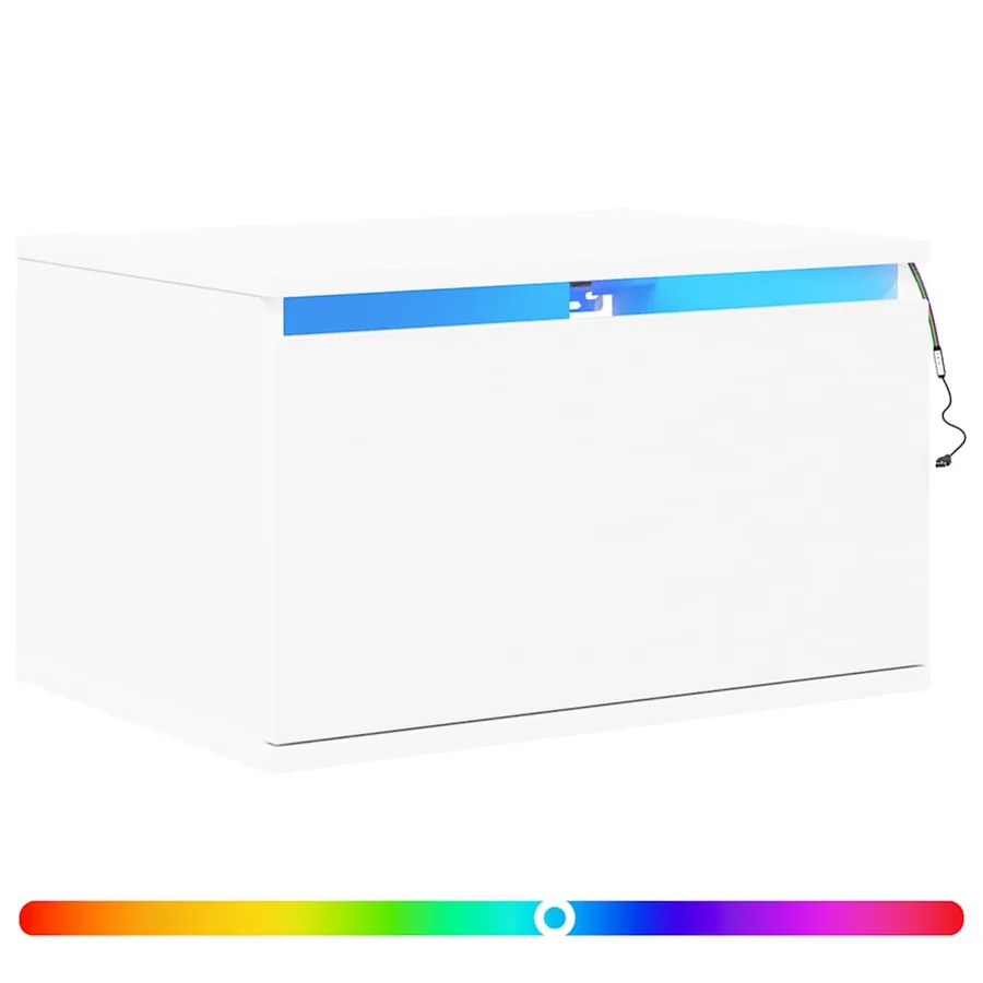 Table de chevet murale avec lumières LED blanc - 2