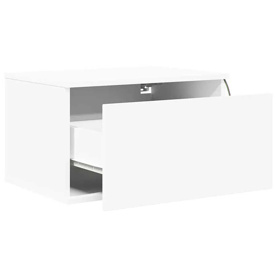 Table de chevet murale avec lumières LED blanc - 6
