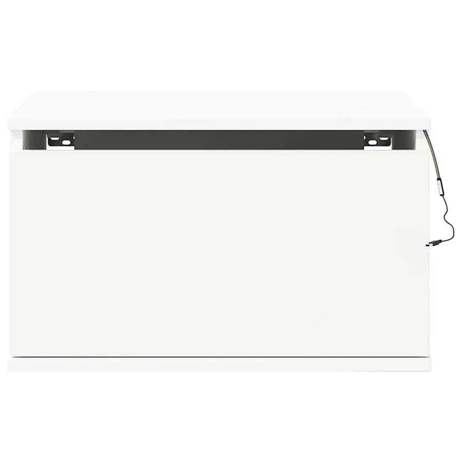 Table de chevet murale avec lumières LED blanc - 7