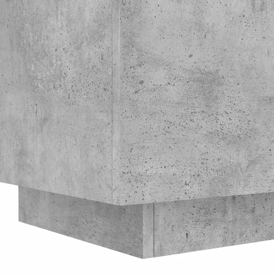 Armoire de chevet et lumières LED gris béton bois d'ingénierie - 10