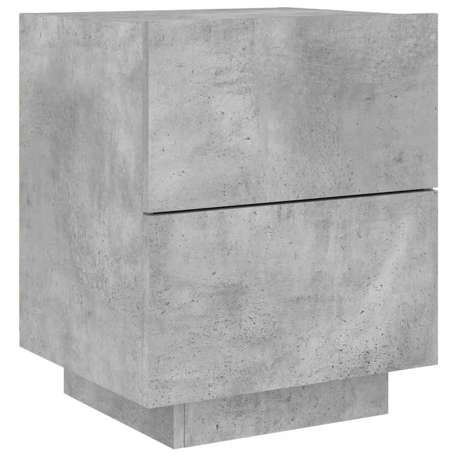 Armoire de chevet et lumières LED gris béton bois d'ingénierie - 3