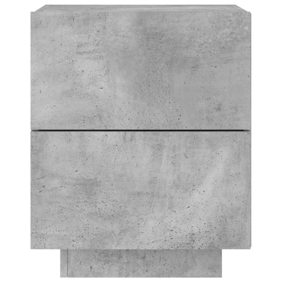 Armoire de chevet et lumières LED gris béton bois d'ingénierie - 7