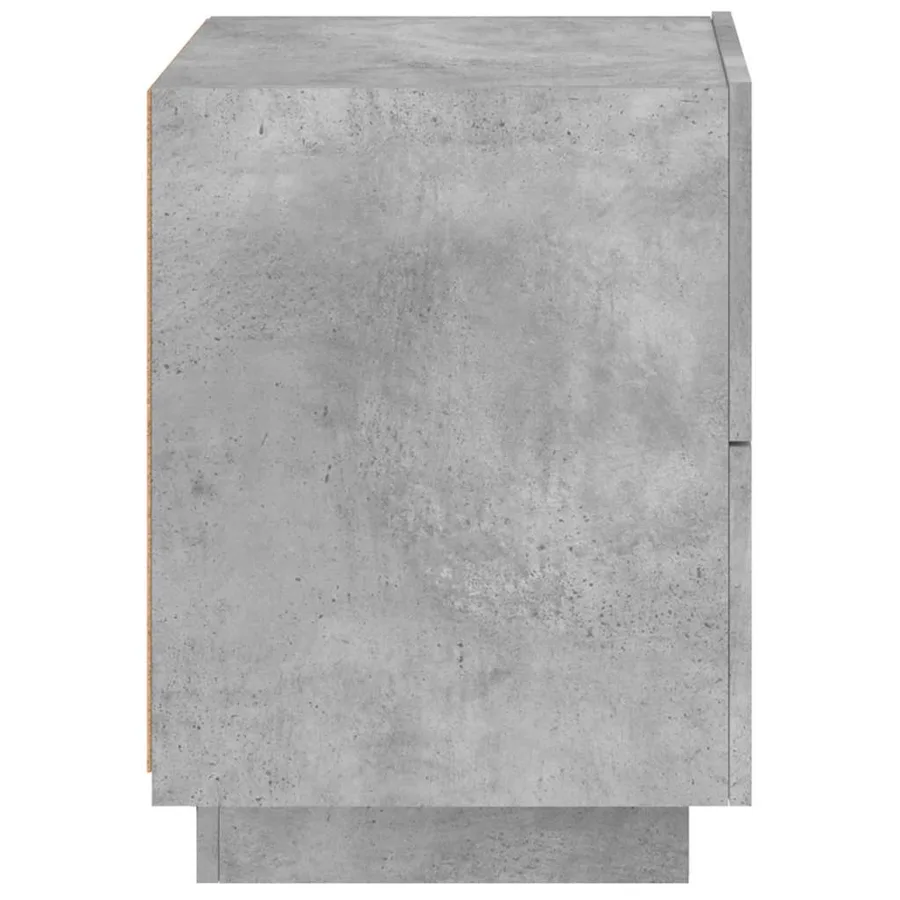 Armoire de chevet et lumières LED gris béton bois d'ingénierie - 8