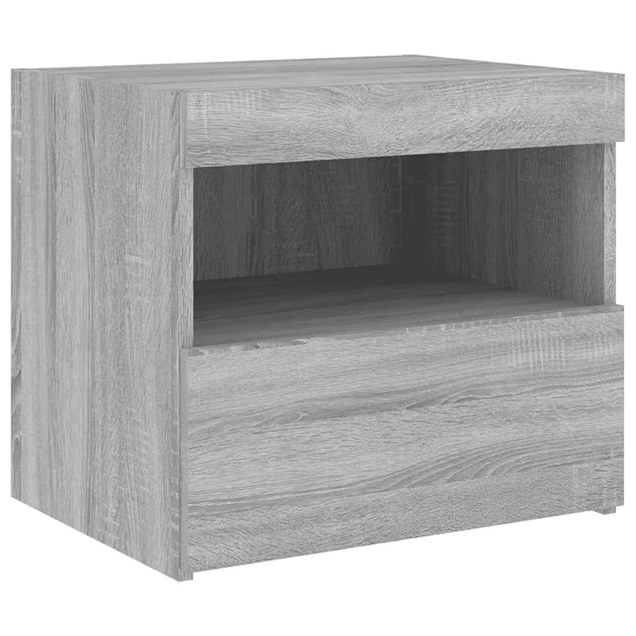 Tables de chevet avec lumières LED 2 pcs sonoma gris 50x40x45cm - 7