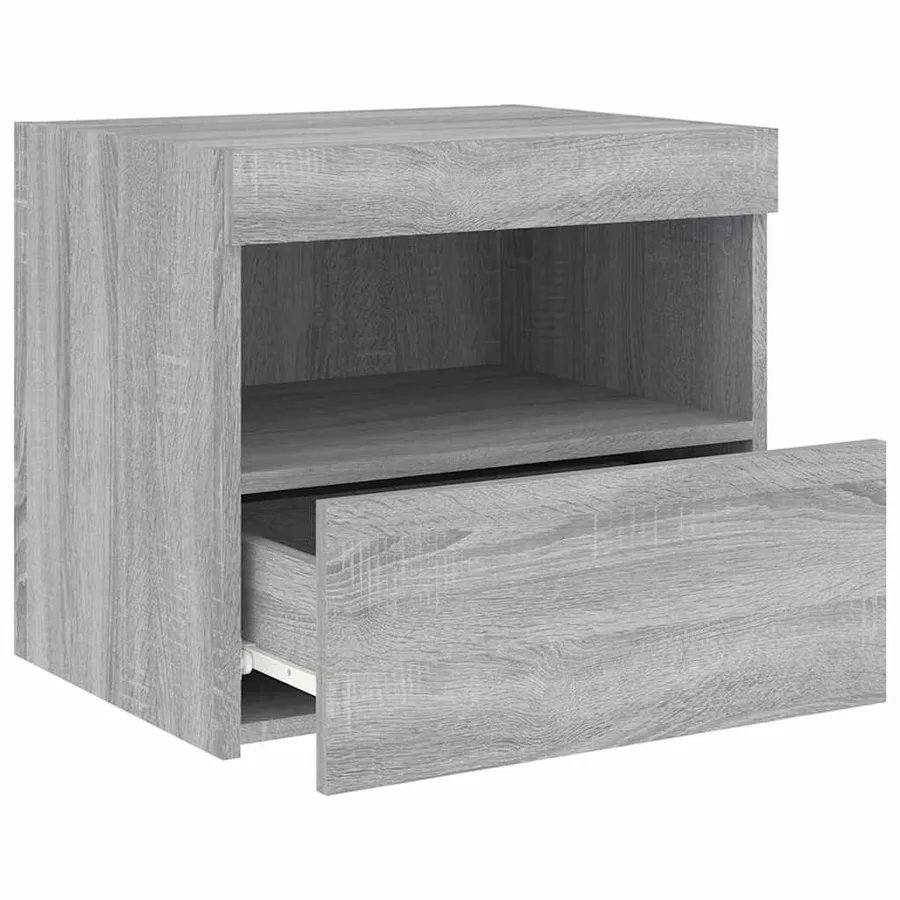 Tables de chevet avec lumières LED 2 pcs sonoma gris 50x40x45cm - 8