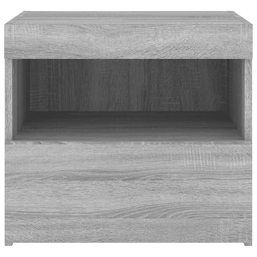 Tables de chevet avec lumières LED 2 pcs sonoma gris 50x40x45cm - 9