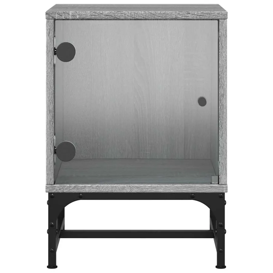 Table de chevet avec porte en verre sonoma gris 35x37x50 cm - 6