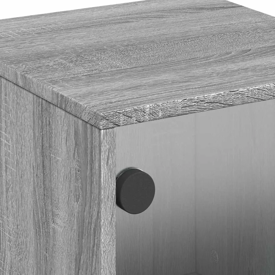 Table de chevet avec porte en verre sonoma gris 35x37x50 cm - 9